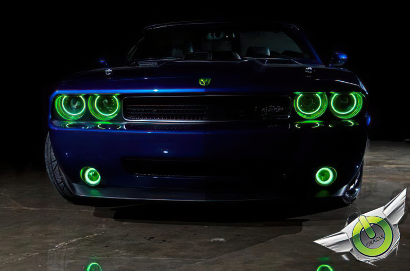 Dodge Challenger Headlight Halo Kit - ORACLE Lighting - LED Projector - Green - `08-`14